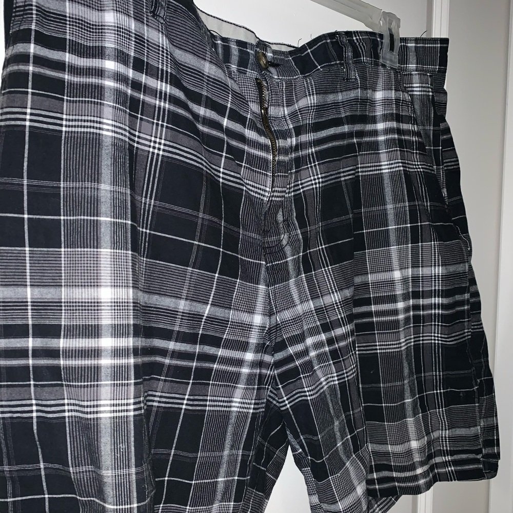 Black plaid shorts